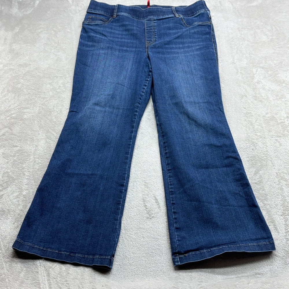 Spanx Flare Jeans Women 3X Petite Pull On Tummy Control Stretch Denim Wide Leg